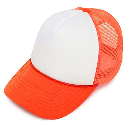 MR.R Sublimation Blanks Polyester Mesh Cap Mesh Hat Two Tone Trucker Summer Mesh Cap with Adjustable Snapback,2pcs per Pack - color: Orange