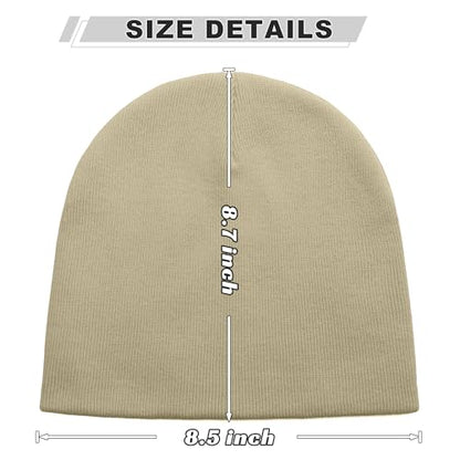 ROYBENS 100% Cotton No Cuff Beanie Hat Men Women, Fisherman Skull Cap - color: Khaki