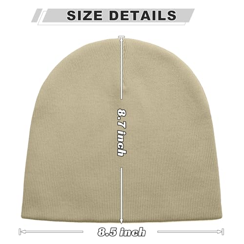 ROYBENS 100% Cotton No Cuff Beanie Hat Men Women, Fisherman Skull Cap - color: Khaki