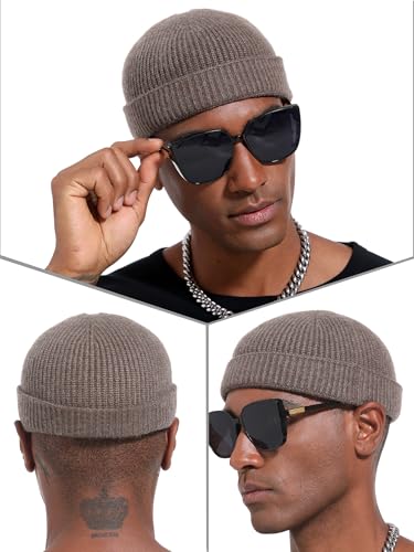 vidsel Thin Wool Fisherman Beanie Hat for Men Women Fall Winter Fashion Cap - color: 1-light Coffee