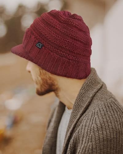 Hat Hut Beanie Hats for Women Men Satin Lined Winter Hats for Women Slouchy Beanies Satin Lined Beanie with Brim Visor - color: Olive Green