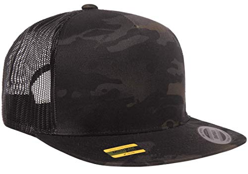 Yupoong 5-Panel YP Classic Trucker Cap | High Profile Flat Visor Snapback - color: Multicam Black