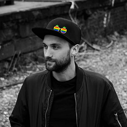 Snapback Hats for Men Flat Bill Black Adjustable Baseball Cap Trucker Hat for Dad American Flag Pirate Skull Caps Cool - color: Pineapple Glasses