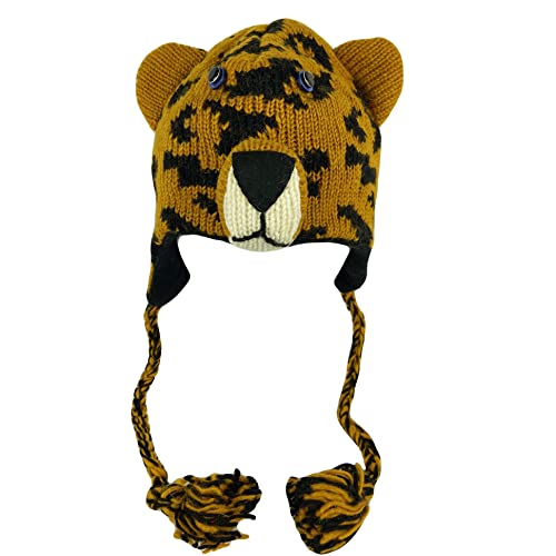 Agan Traders Animal Hat Cap Wool Fleece Lined Trapper Beanie Multi-Functional Set Girls Boys Adult - color: Leopard