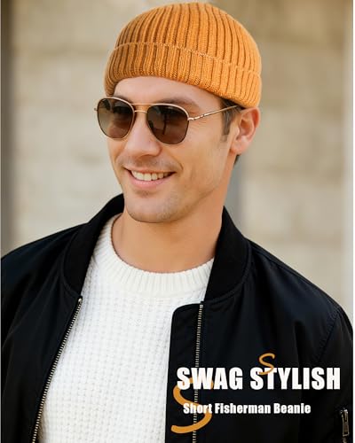Wool Knit Beanie Hats for Men Women,Cuffless Winter Skull Caps - color: 1-yellow