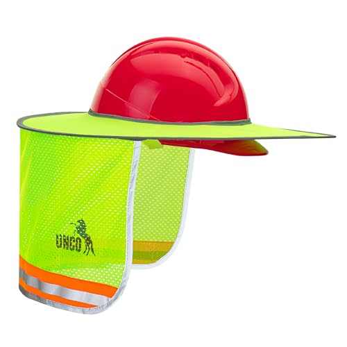 UNCO- Hard Hat Sun Shield, Full & Standard Brim Mesh Sunshade High Visibility Reflective, Hard Hat Sun Shade, 3 Green Hats - color: Green, size: 3 Pack