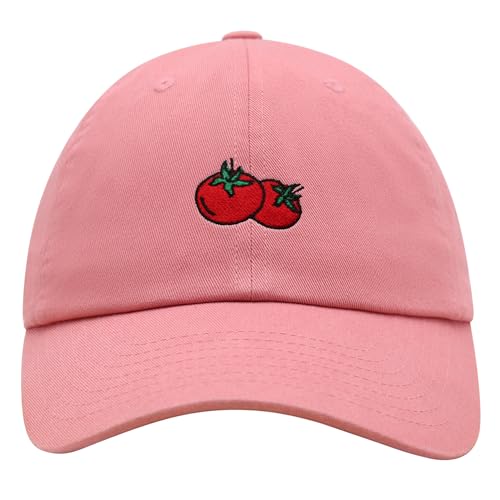 JPAK Two Tomatoes Premium Dad Hat Embroidered Cotton Baseball Cap Vegetables Embroidery - color: Coral Silk
