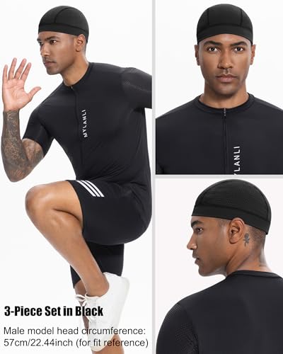 3PCS Cooling Breathable Skull Cap for Men Women Helmet Liner Caps - color: 3pcs(black)