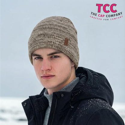 Beanie Fleece Lined Soft for Men Women | Winter Hats Warm Double Layered Stylish Knited Cuffed Plain Beanie Skull Cap | - color: A11- Beige/Coffee