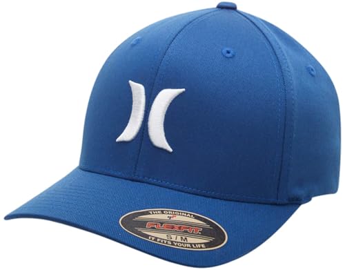 Hurley Mens Textured Fitted Baseball Cap, Moisture Wicking, Curved Brim - color: Blue, size: Small-Medium