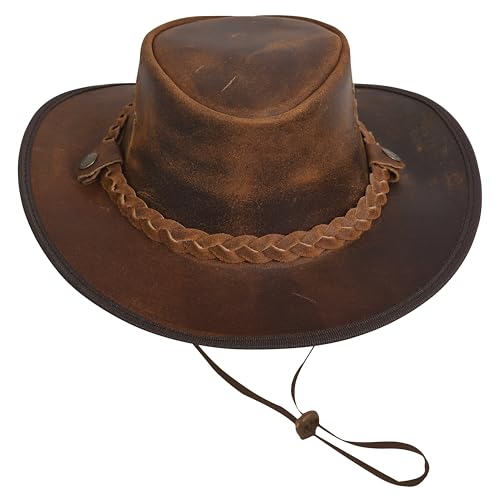 Leather Cowboy Hat for Men Women Lightweight Handcrafted Western Shapeable Wide Brim | Western Hats for Men - size: X-Large