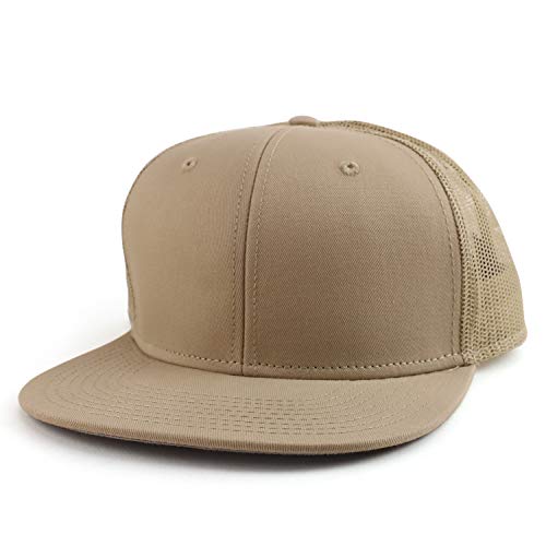 Armycrew Oversize XXL Blank Flatbill Mesh Snapback Cap - color: Khaki