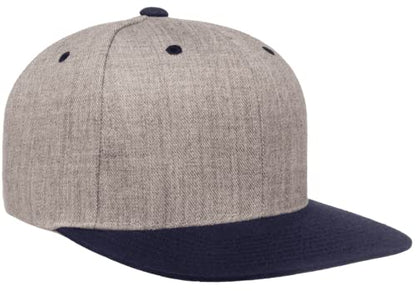 Yupoong Classics 6089 Wool-Blended Snapback Cap Bundle w/Cap Catcher - color: Heather/Navy
