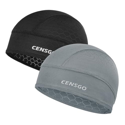 CENSGO Cooling Skull Cap Breathable Moisture-Wicking Hard Hat Liner for Men - color: Black+dark Grey