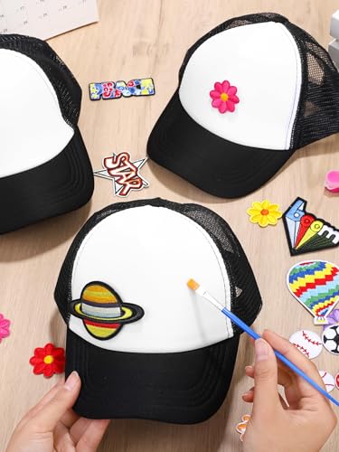 Aneco DIY Blank Trucker Hats Kit Adjustable Baseball Caps - color: Black