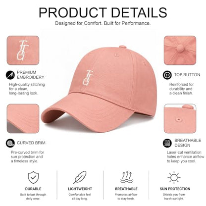 Kids Washed Cotton Baseball Cap, Unstructured Adjustable Toddler Hat for Boys & Girls - color: Pink