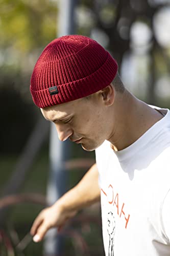 Fisherman Beanie Hats for Men Women,Knit Trawler Skull Cap,Watch Cap,Spring Fall Winter Warm Short Hats - color: (Cotton)-winery-m