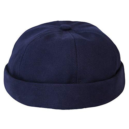 WITHMOONS Watch Cap Beanie Cotton Docker Brimless Harbour Hat VZ50060 - color: Navy, size: One Size