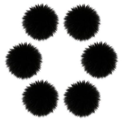 Fzxdfg 6Pieces Faux Furry Pom Pom Ball with Elastic Loop DIY Faux Fur Fluffy Ball for Hats Bags Key Chains Accessories 3.9inch/10CM (Black) - color: Black