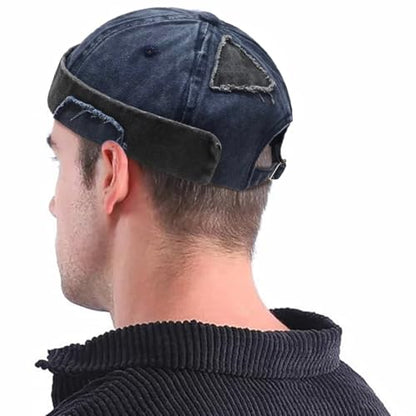 Men Dome Brimless Hats Sailor Docker Beanie Cap Hip Hop Skull Caps - color: Denim Blue