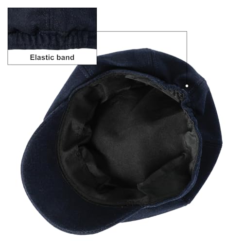 Newsboy Cabbie Baker boy hat Beret Cap for Women Pageboy Visor Paperboy Hat Sailor Fiddler Hat Adjustable - color: Navy