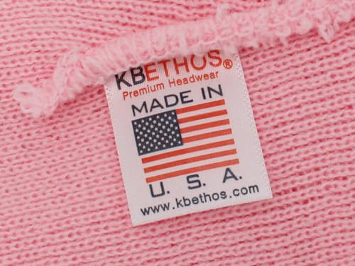 KBETHOS Made in USA Classic Men's Women's Cuffed Folded Acrylic Knit Beanie Hat Solid Unisex Cold - color: Light Pink Solid Long Beanie
