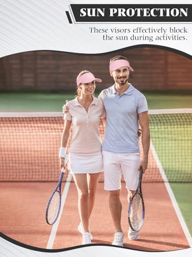 12 Pack Sun Visor Hats Softball Adjustable Cap Sun Protection for Women Men - color: Pink