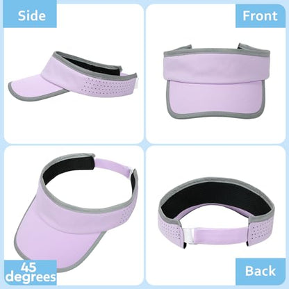 Kids Sun Visor Hats for Girls Boys Reflective Sports Hats Summer Beach Running Tennis Golf Caps Age 8-14 - color: Reflective Strip-purple