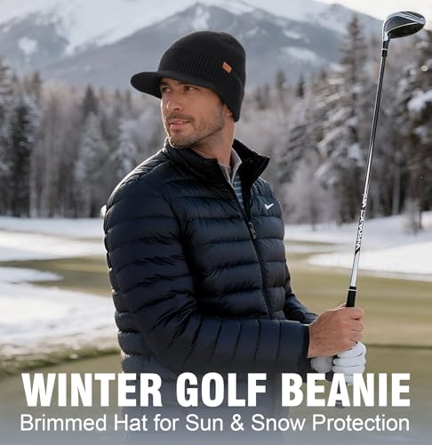 Wmcaps Men's Fleece Lined Brim Beanie, Thermal Winter Visor Hat Outdoor Cap - color: Slate Gray