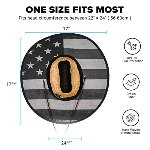 Soul of Adventure Classic Summer Hat | UPF 50+ Wide Brim Sun Protection | Unisex Adjustable Beach Hat with Drawstring - color: Blackout American Flag