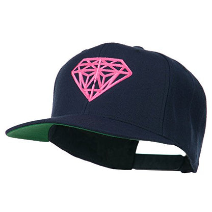 e4Hats.com Pink Diamond Outline Embroidered Snapback Cap - color: Navy