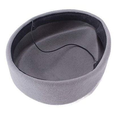 Lawliet Wool Stewardess Air Hostesses Pillbox Hat Millinery Teardrop Fascinator Base A040 - color: Grey