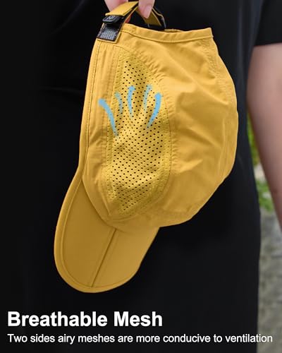 GADIEMKENSD Mens Folding Outdoor Hat Long Brim UPF 50+ Sun Protection - color: Folding Yellow
