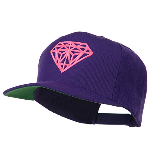 e4Hats.com Pink Diamond Outline Embroidered Snapback Cap - color: Purple