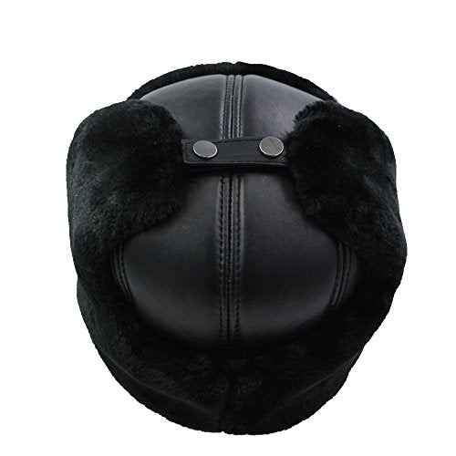 Winter Faux Fur Hunting Hat Leather Unisex Trapper Russian Aviator Trooper Hat - size: XX-Large