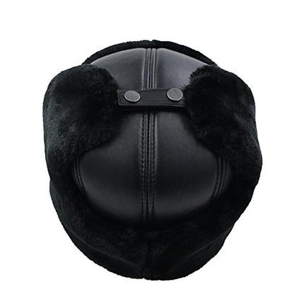 Winter Faux Fur Hunting Hat Leather Unisex Trapper Russian Aviator Trooper Hat - size: XX-Large