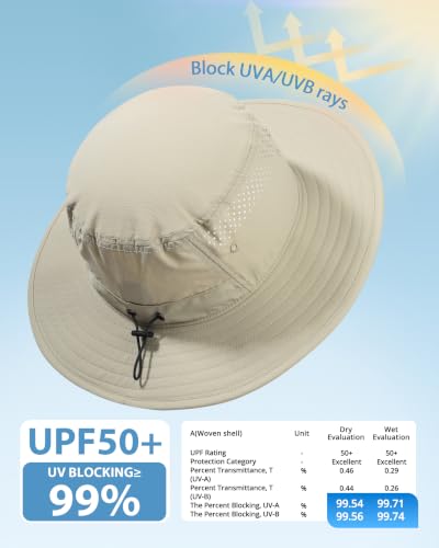 GADIEMKENSD UPF 50+ Bucket Hat, Breathable & Quick-Dry, Windproof Strap, Unisex for Outdoor Activities - color: Khaki