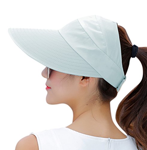 Sun Hats for Women Wide Brim UV Protection Sun Hat Summer Beach Packable Visor - color: Sky Blue