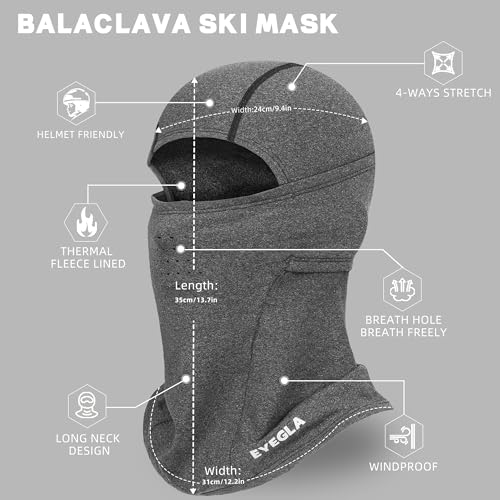 Winter Balaclava Ski Mask for Men Women Thermal Face Mask Breathable Face Cover for Cold Weather Motorcycle Snowboard - color: E2-dark Grey(breath Hole)