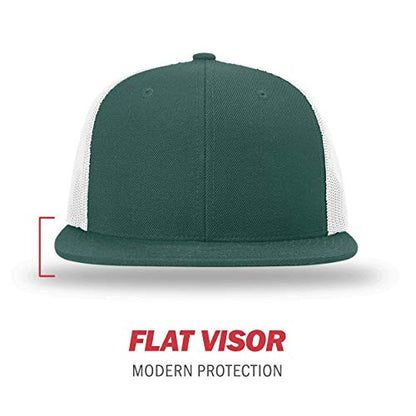 Richardson Unisex 511 Flatbill Trucker Adjustable Snapback Baseball Cap - color: Dark Green/White