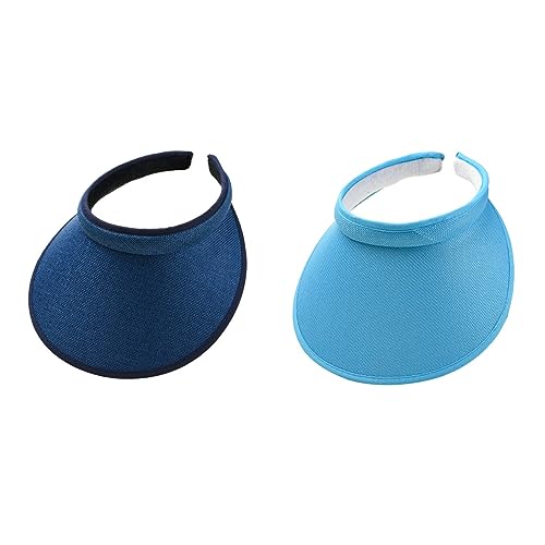 Cloth Covered Slip-On Visor for Women, Adjustable Cap Sports Sun Visors for Men - color: Denim/Blue