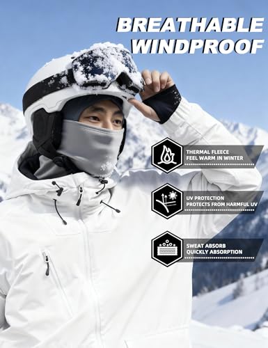 ROCKBROS Windproof Thermal Balaclava Ski Mask for Men and Women Cycling - color: Light Gray & Dark Gray