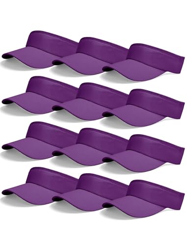 12 Pack Sun Visor Hats Softball Adjustable Cap Sun Protection for Women Men - color: Purple
