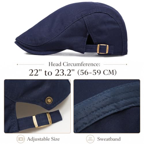 Initlove Mens Newsboy Cap Cotton Ivy Hat Beret Hats for Driving - color: B Navy