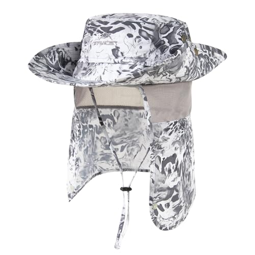 Comhats Sun Hat with Neck Flap for Men, UPF 50+ Wide Brim Cooling Oversized - color: Ripples(white), size: X-Large-XX-Large