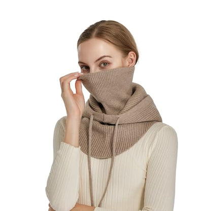 Knit Balaclava for Women Winter Hats Ski Mask Face Cover Neck Warmer - color: Wine Red