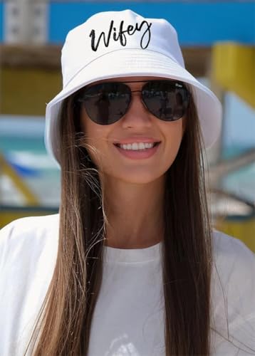 XYIYI 2 Pack Unisex Bucket Hat for Women Men Summer Beach Fishing Hat Sun Hat - color: Hubby Wifey Black White
