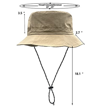 woogwin Waterproof Bucket Rain Hat with Chin Strap Quick Dry Packable Boonie Sun Hat Safari Hat UV Protection - color: Khaki