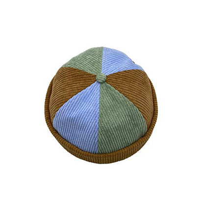 Men Hats Docker Cap Hats Beanie Sailor Cap Worker Hat Rolled Cuff Retro Brimless Hat with Adjustable - color: 304-blue