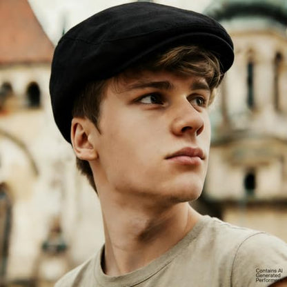 Classic Solid Flat Cap Newsboy Hats for Men Retro Cabbie Driving Adjustable - color: C01 Black With Mesh Lining